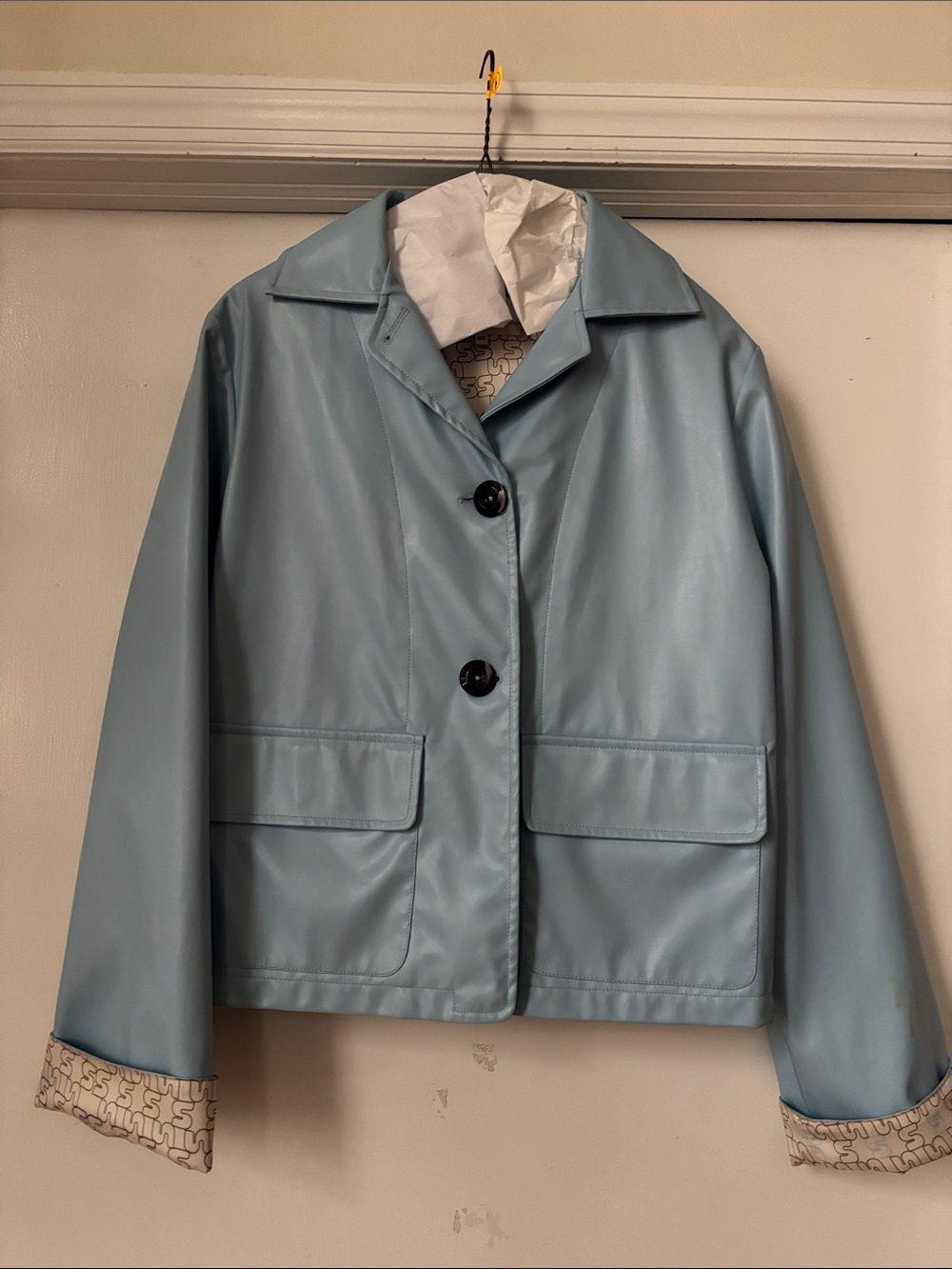 Siedres Luna Light Blue Faux Leather Jacket
